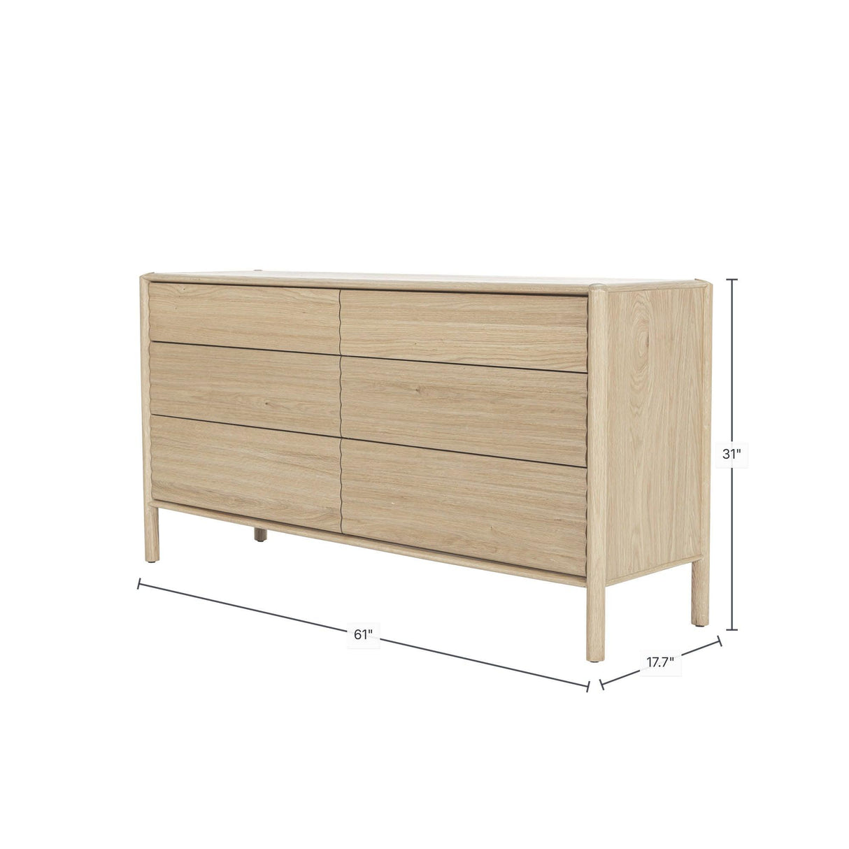 LH Home Runway 6 Drawer Dresser - Light Oak