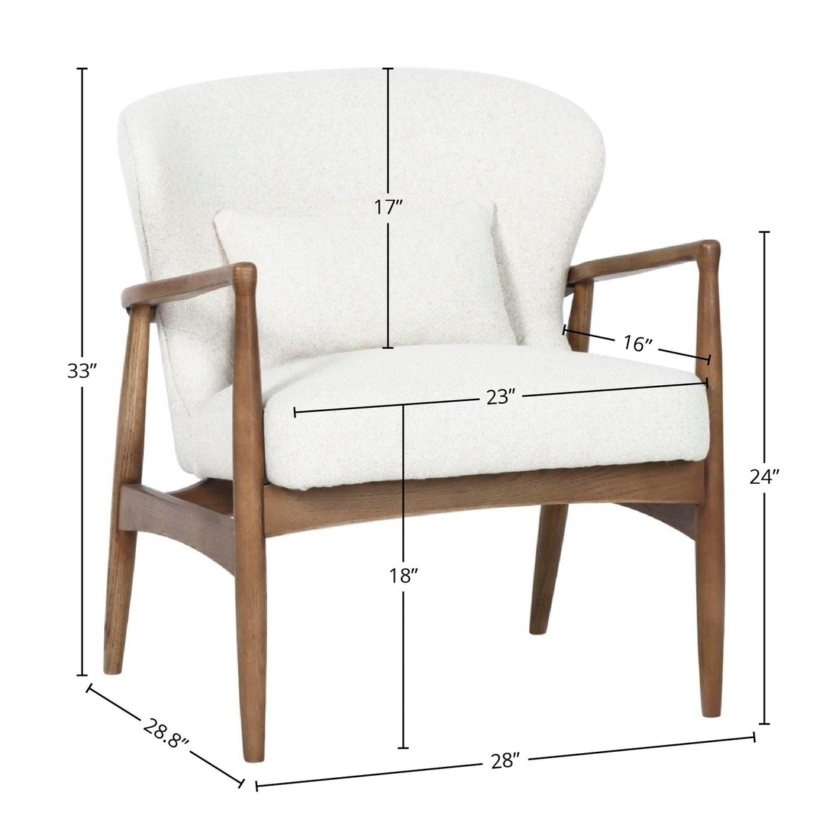 LH Home Rhodes Club Chair - Snow