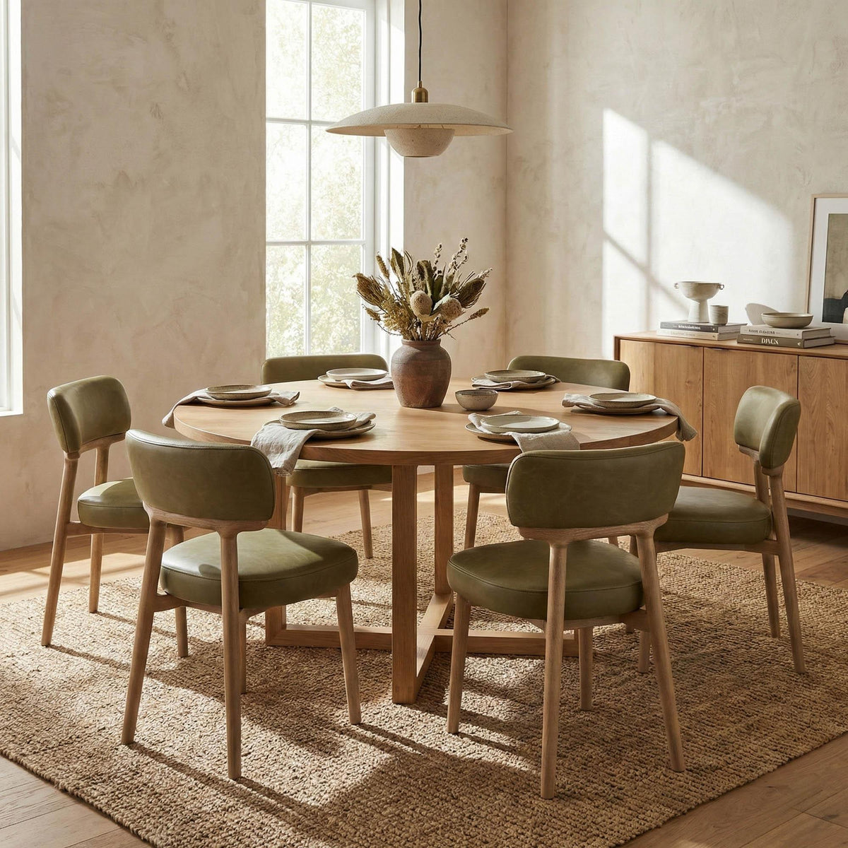 LH Home Willow Dining Chair - Sage Green Leather