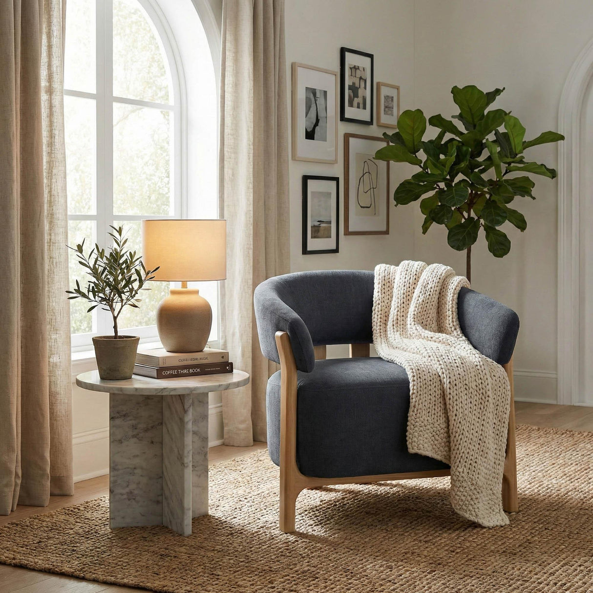 LH Home Harlow Club Chair - Spruce Grey Chenille