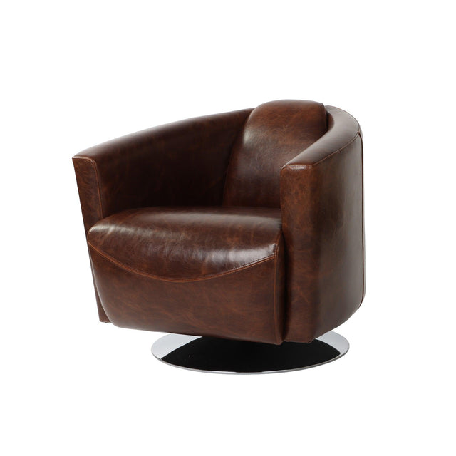 LH Home Lannister Swivel Club Chair - Brown