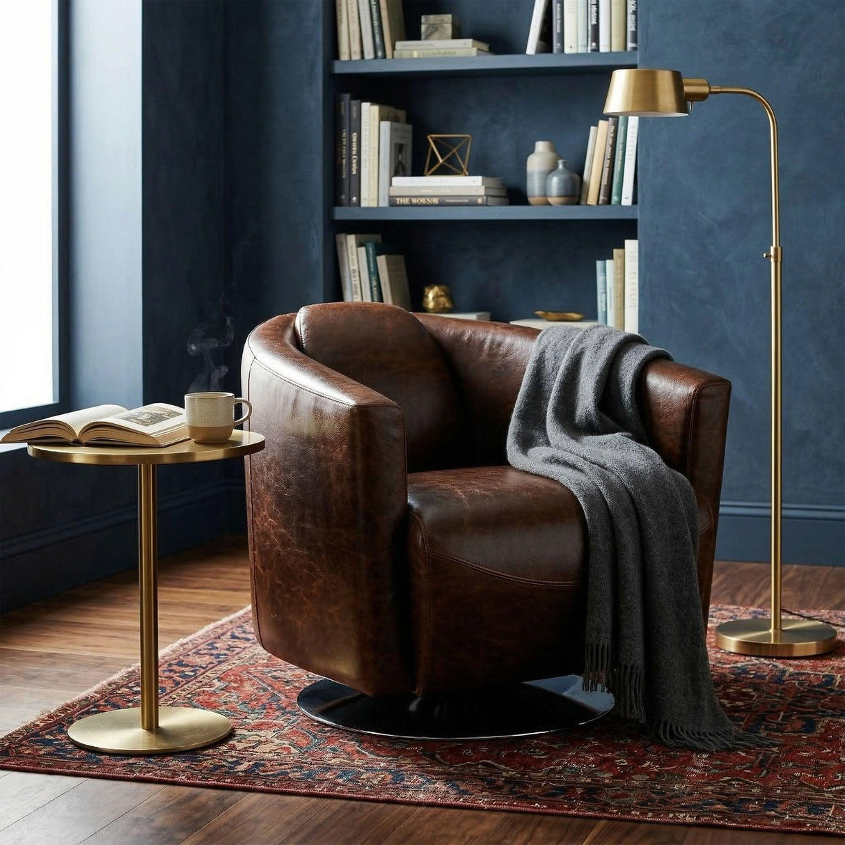 LH Home Lannister Swivel Club Chair - Brown