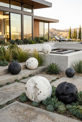 Phillips Collection Cast Root Floor Ball, LG Charcoal Stone Decorative Accent