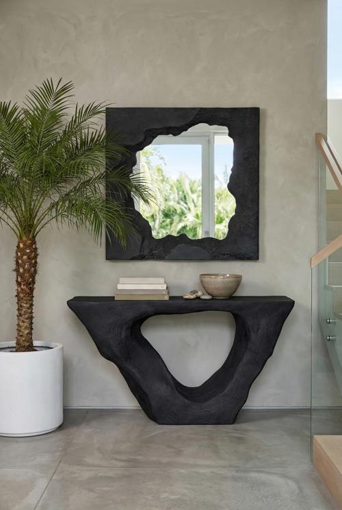 Phillips Collection Strata Charcoal Stone Console