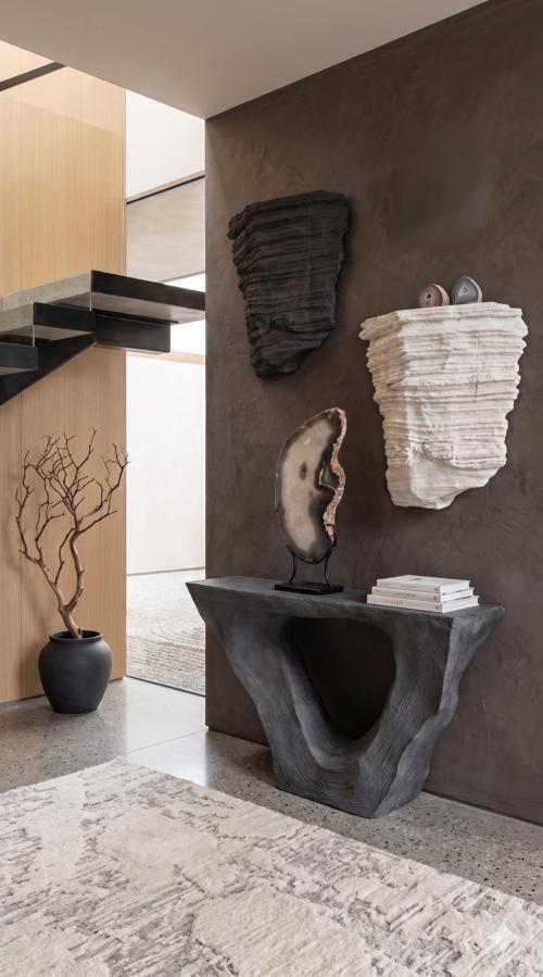 Phillips Collection Strata Charcoal Stone Console