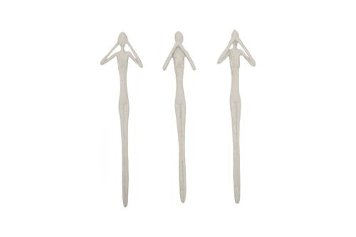 Phillips Collection See, Speak, Hear No Evil Wall Art, Roman Stone, Set Of 3 Off White Accent