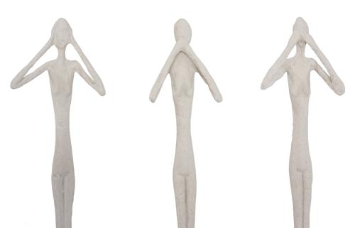 Phillips Collection See, Speak, Hear No Evil Wall Art, Roman Stone, Set Of 3 Off White Accent