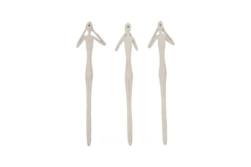 Phillips Collection See, Speak, Hear No Evil Wall Art, Roman Stone, Set Of 3 Off White Accent