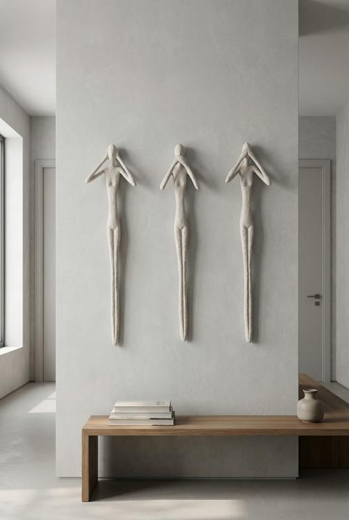 Phillips Collection See, Speak, Hear No Evil Wall Art, Roman Stone, Set Of 3 Off White Accent