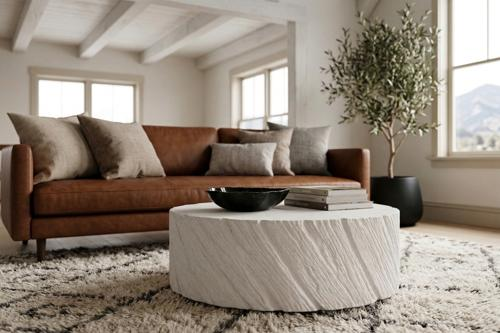 Phillips Collection Shear , Oval White Stone Coffee Table