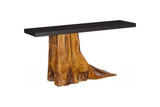 Phillips Collection Plinth  Table Teak Root with Iron Top Small Console