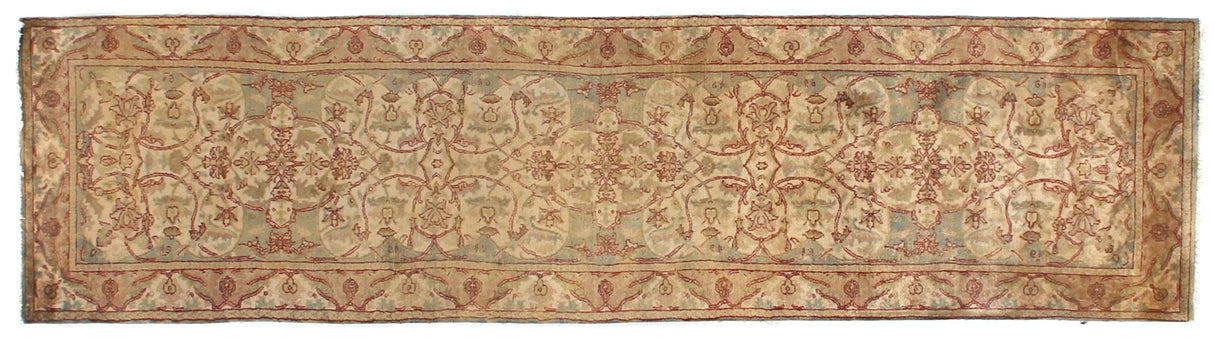 Exquisite Rugs Polonaise hand-knotted New Zealand Wool 1058 Ivory/Green/Multi 25' x 3' Area Rug