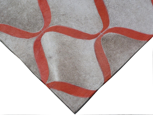 Exquisite Rugs Natural Hide hand-tufted Leather Hide 2136 Silver/Terracota 10' x 8' Area Rug