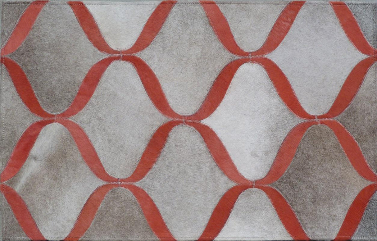 Exquisite Rugs Natural Hide hand-tufted Leather Hide 2136 Silver/Terracota 10' x 8' Area Rug