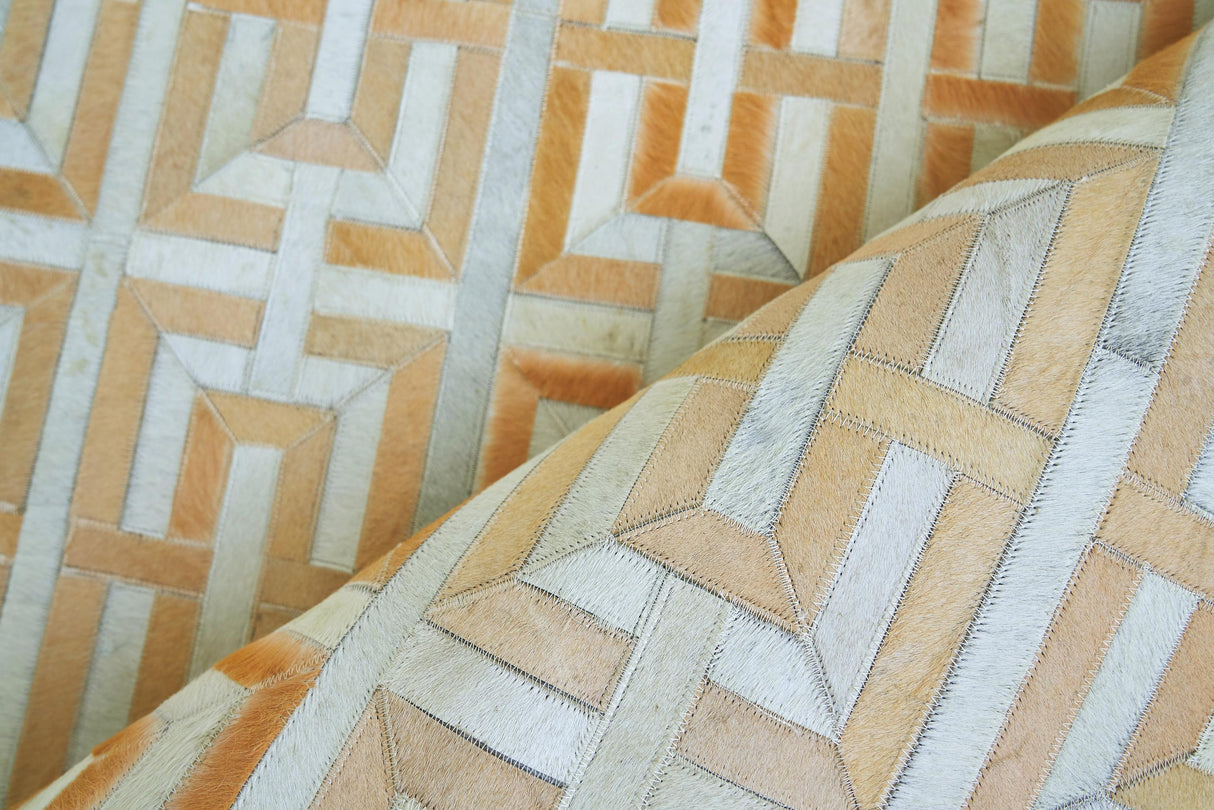 Exquisite Rugs Natural Hide hand-tufted Leather Hide 2204 Terracota/Ivory 10' x 8' Area Rug