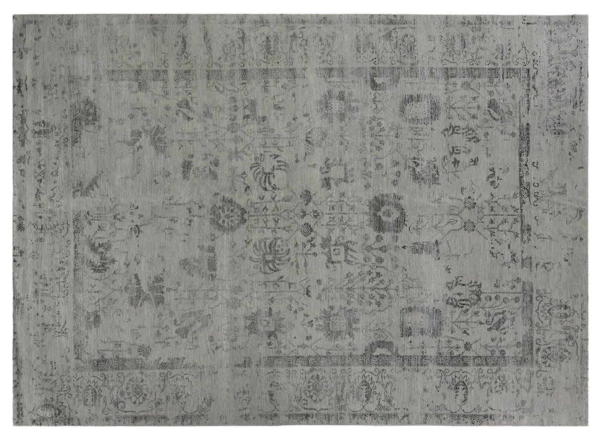 Exquisite Rugs Lexington hand-knotted Wool/Bamboo Silk 2379 Silver/Black 10' x 8' Area Rug