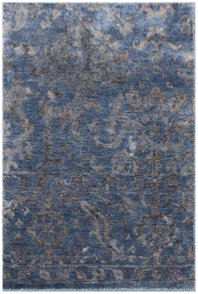 Exquisite Rugs Beverly hand-knotted Wool/Bamboo Silk 2484 Blue 12' x 9' Area Rug