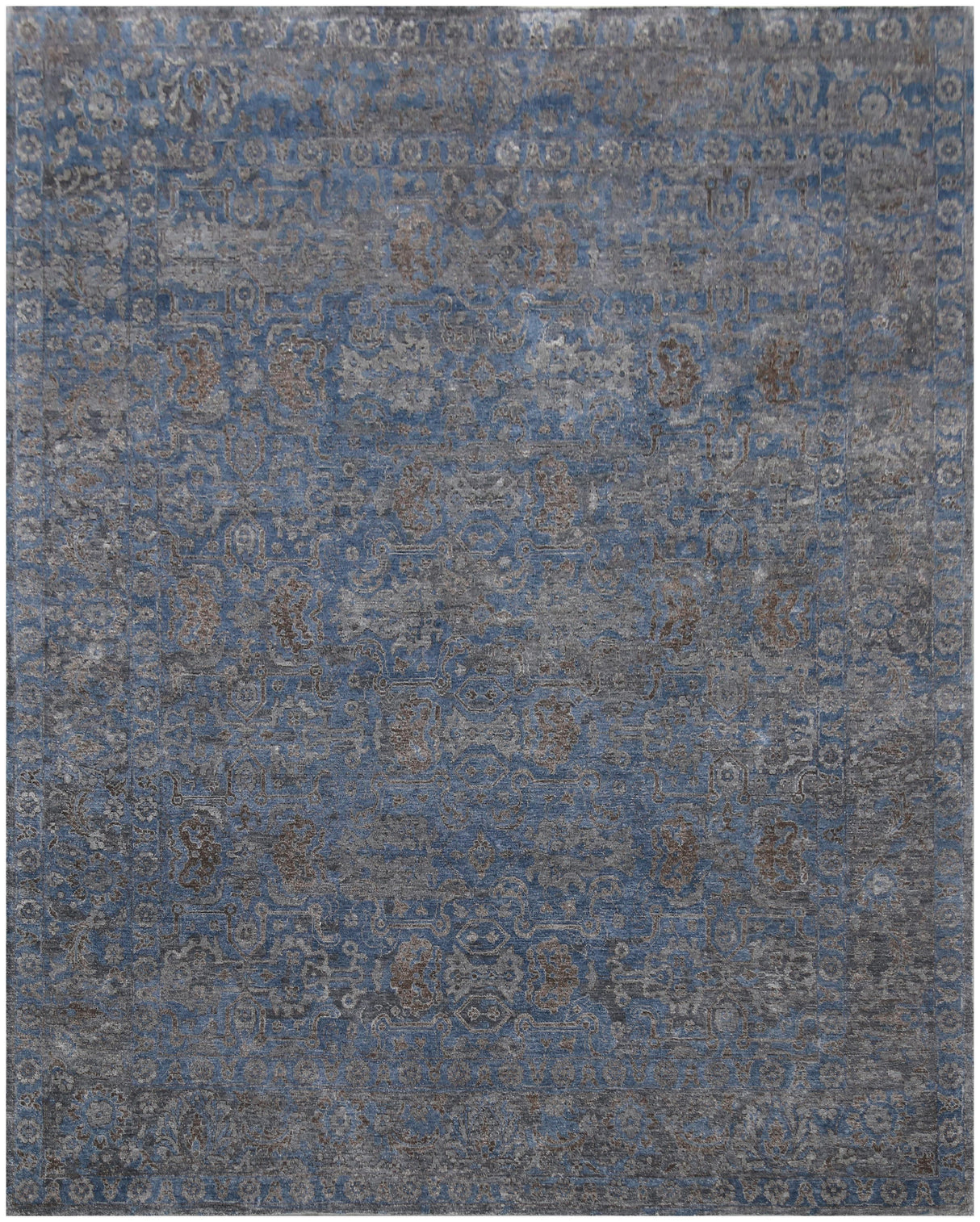 Exquisite Rugs Beverly hand-knotted Wool/Bamboo Silk 2484 Blue 12' x 9' Area Rug