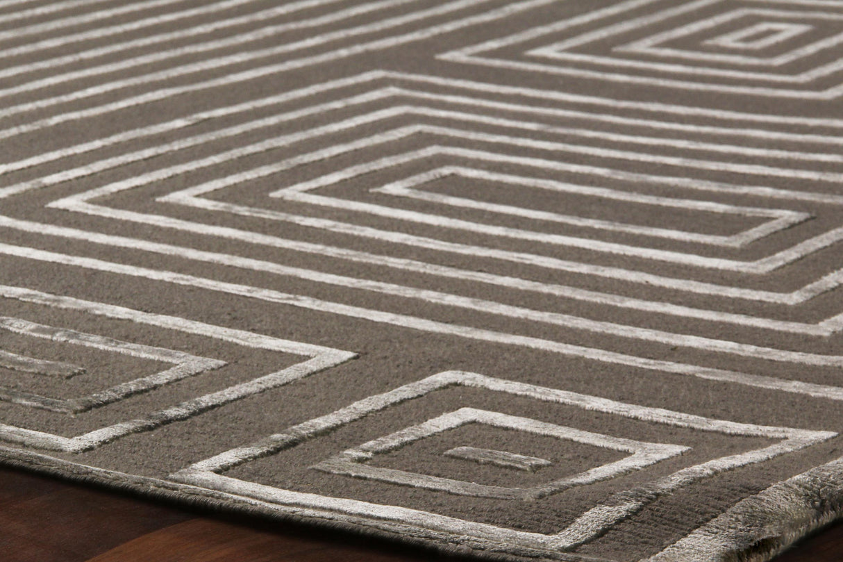Exquisite Rugs Metro Velvet hand-knotted Wool/Viscose 3038 Charcoal 14' x 10' Area Rug