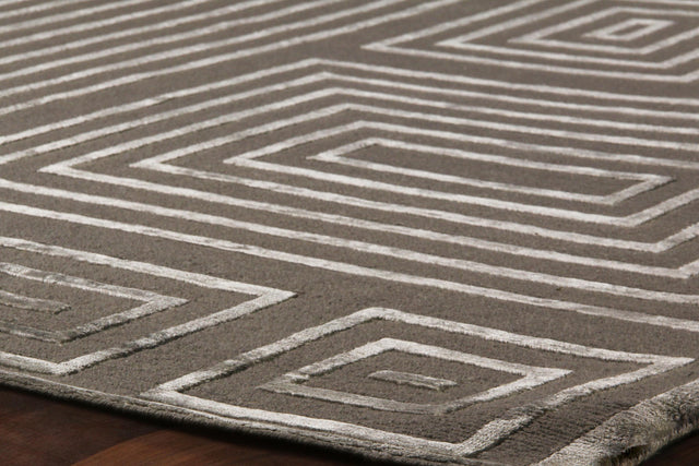 Exquisite Rugs Metro Velvet hand-knotted Wool/Viscose 3038 Charcoal 14' x 10' Area Rug