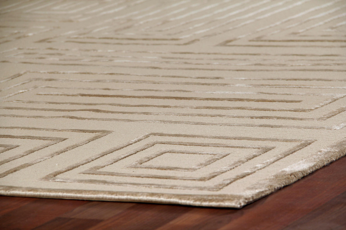 Exquisite Rugs Metro Velvet hand-knotted Wool/Viscose 3040 Beige 8' x 5' Area Rug