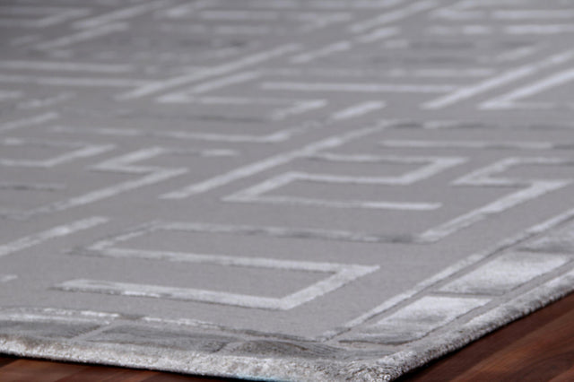 Exquisite Rugs Metro Velvet hand-knotted Wool/Viscose 3042 Silver 12' x 9' Area Rug