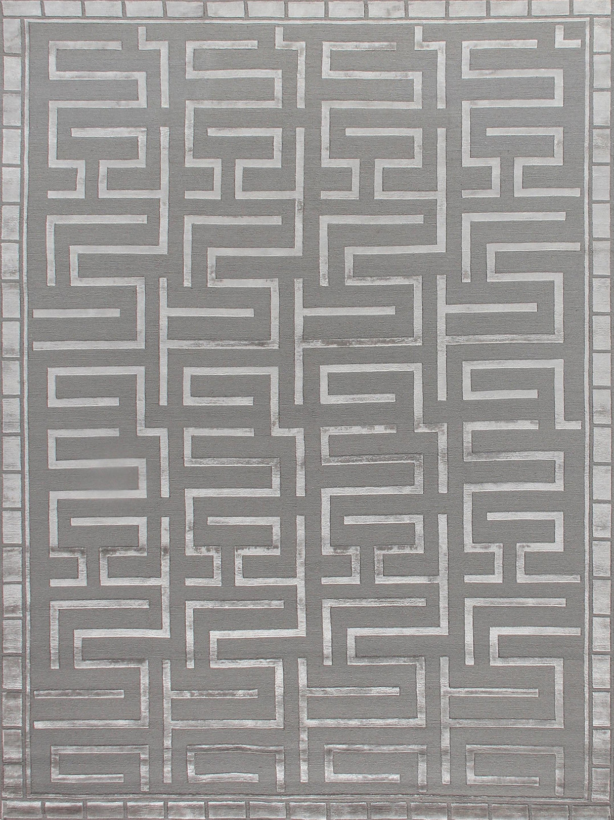 Exquisite Rugs Metro Velvet hand-knotted Wool/Viscose 3042 Silver 12' x 9' Area Rug