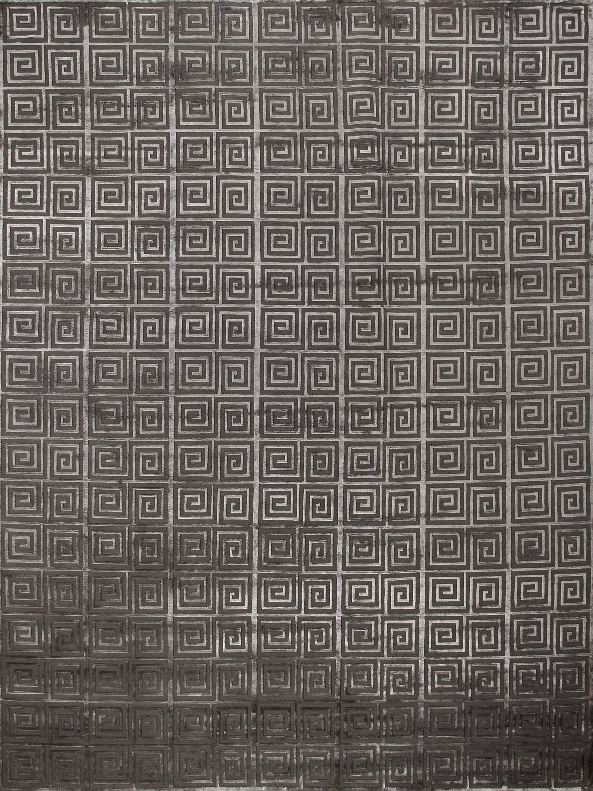 Exquisite Rugs Greek Key hand-knotted Wool/Viscose 3050 Dark Gray 9' x 6' Area Rug
