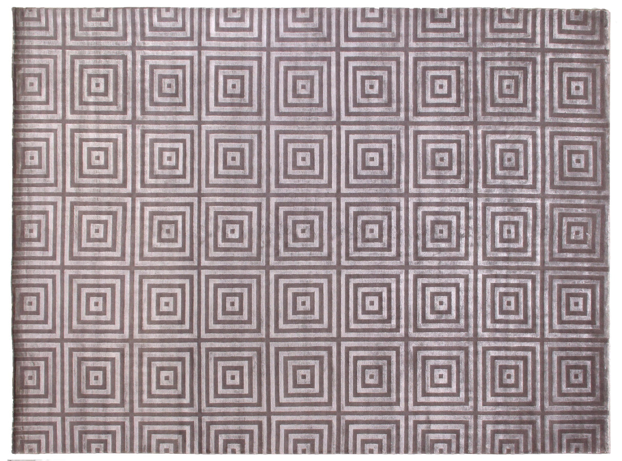Exquisite Rugs Super Tibetan hand-knotted Wool/Bamboo Silk 3072 Silver/Gray 15' x 12' Area Rug