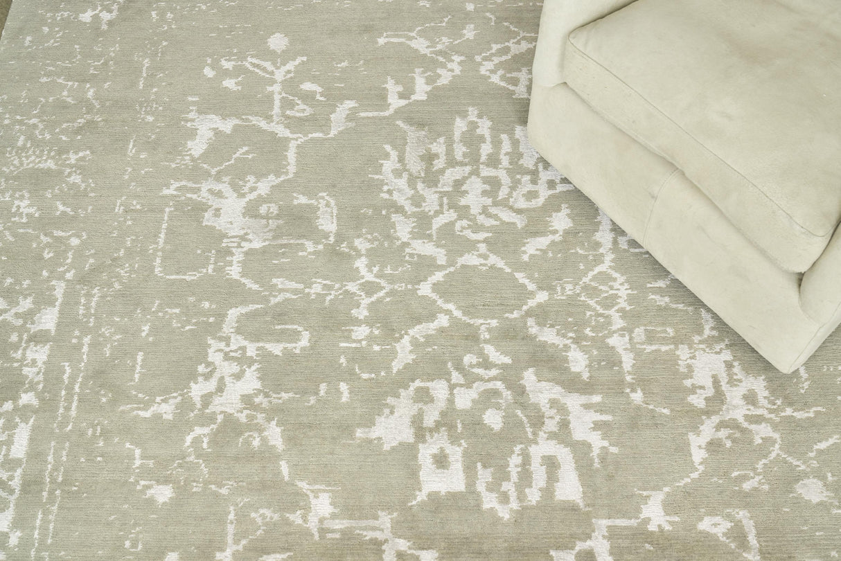Exquisite Rugs Terras hand-knotted Wool/Bamboo Silk 3129 Gray/Platinum 14' x 10' Area Rug