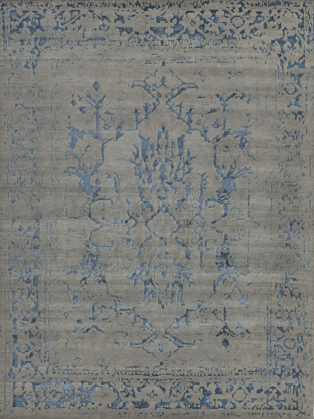Exquisite Rugs Terras hand-knotted Wool/Bamboo Silk 3130 Gray/Blue 12' x 9' Area Rug