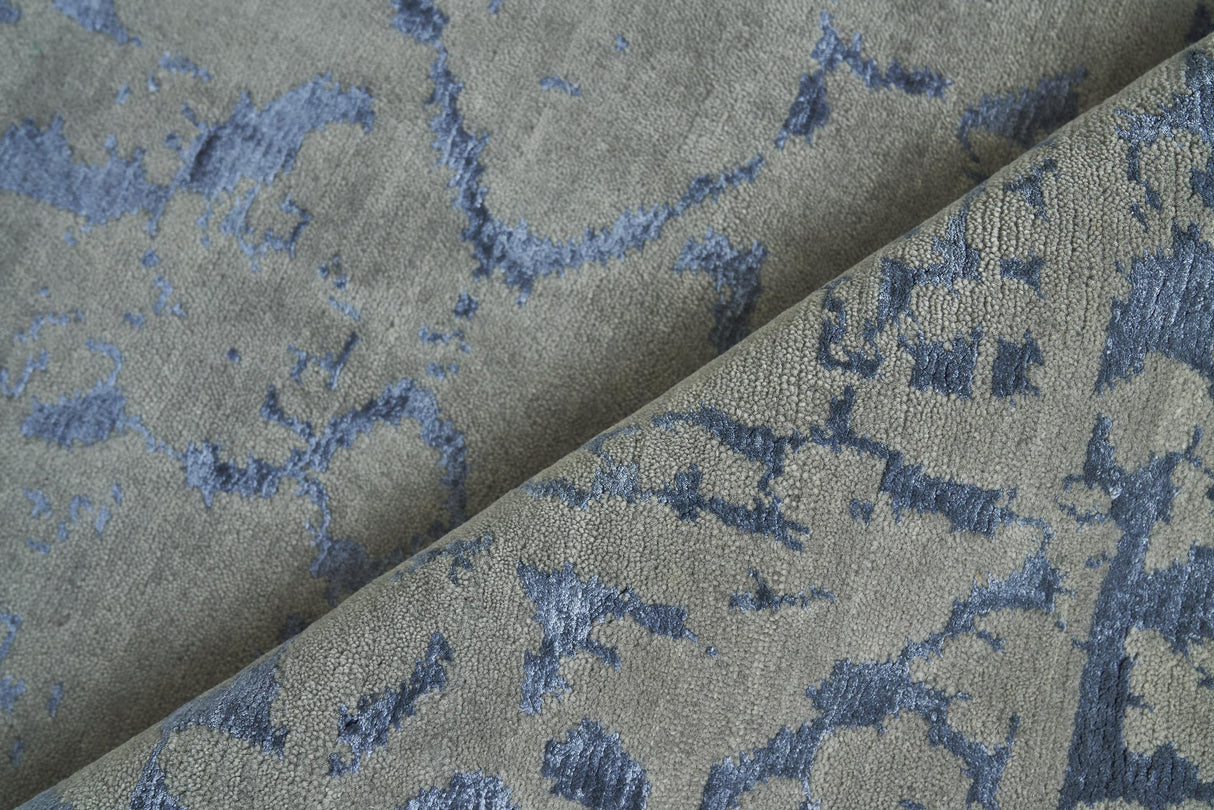 Exquisite Rugs Terras hand-knotted Wool/Bamboo Silk 3130 Gray/Blue 12' x 9' Area Rug