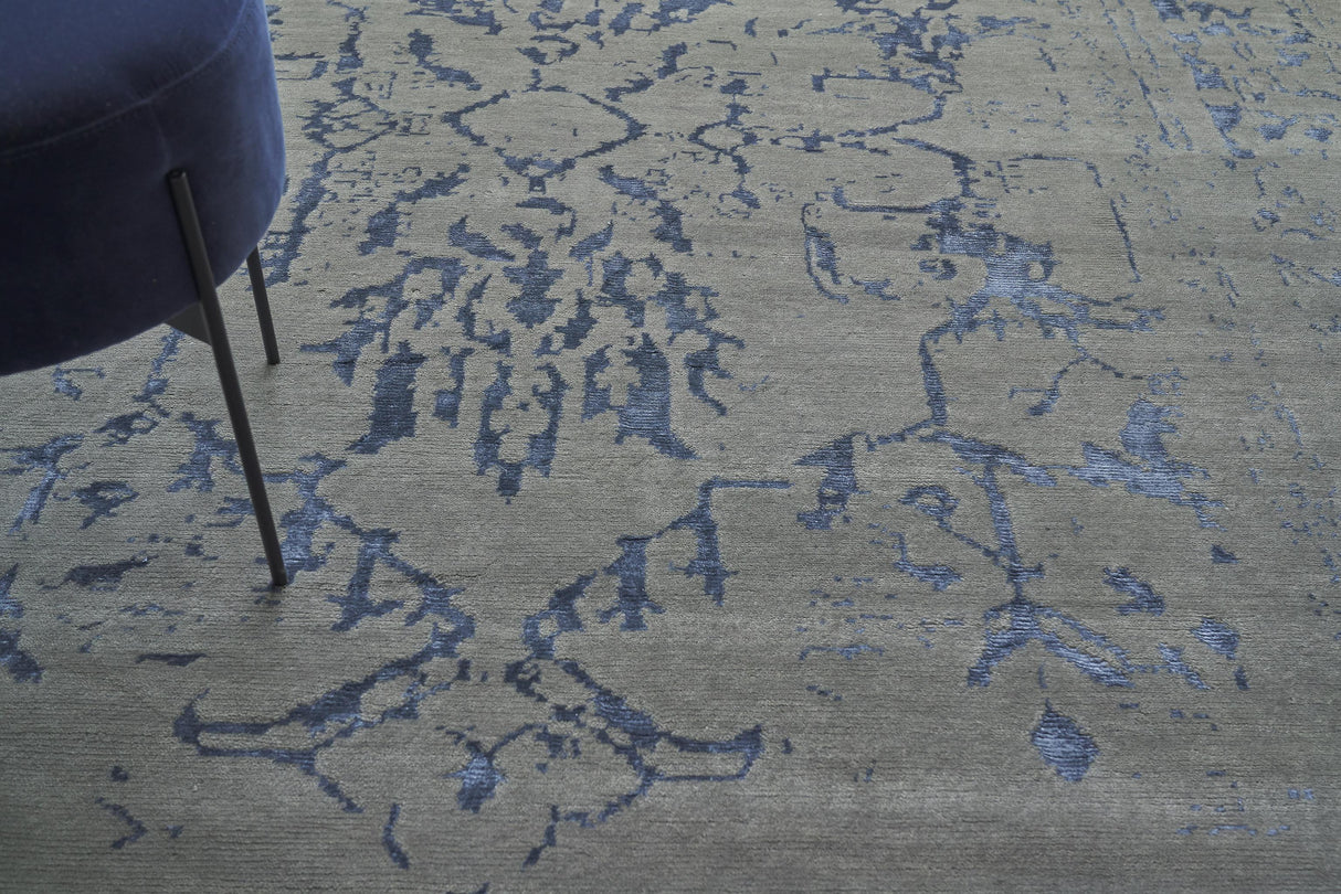 Exquisite Rugs Terras hand-knotted Wool/Bamboo Silk 3130 Gray/Blue 12' x 9' Area Rug