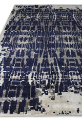 Exquisite Rugs Vertigo hand-knotted Wool/Bamboo Silk 3133 Navy/Gray/Ivory 10' x 8' Area Rug