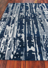 Exquisite Rugs Carrina hand-knotted Wool/Bamboo Silk 3135 Navy/Silver 10' x 8' Area Rug