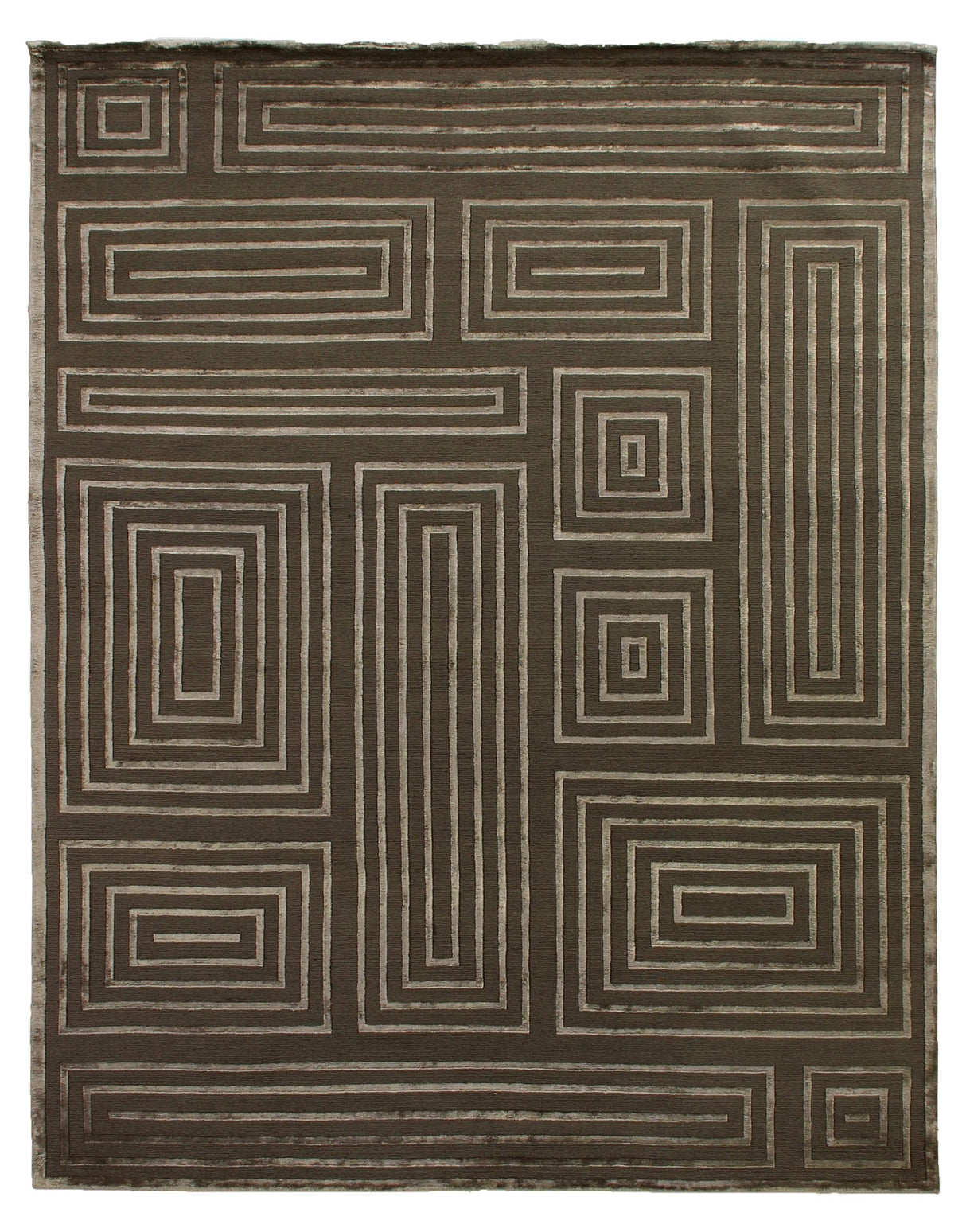 Exquisite Rugs Metro Velvet hand-knotted Wool/Viscose 3212 Khaki 12' x 9' Area Rug