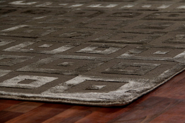 Exquisite Rugs Metro Velvet hand-knotted Wool/Viscose 3209 Khaki 12' x 9' Area Rug