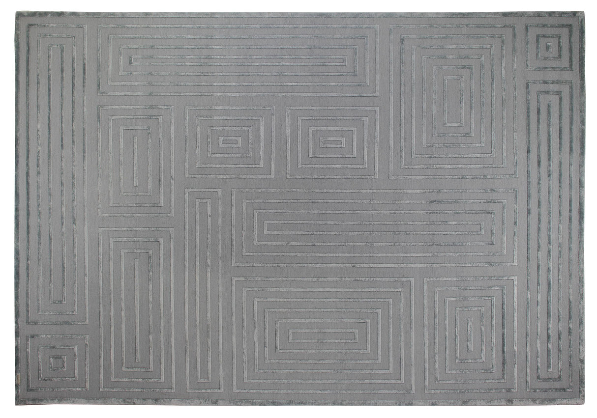 Exquisite Rugs Metro Velvet hand-knotted Wool/Viscose 3214 Aqua 12' x 9' Area Rug