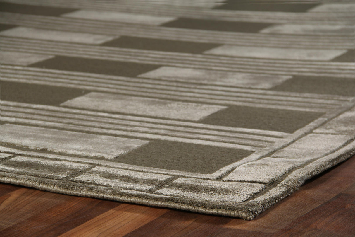 Exquisite Rugs Metro Velvet hand-knotted Wool/Viscose 3215 Khaki 10' x 8' Area Rug