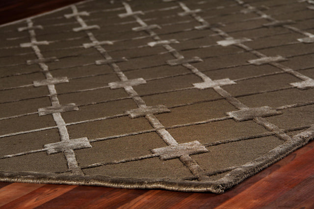 Exquisite Rugs Metro Velvet hand-knotted Wool/Viscose 3221 Khaki 12' x 9' Area Rug