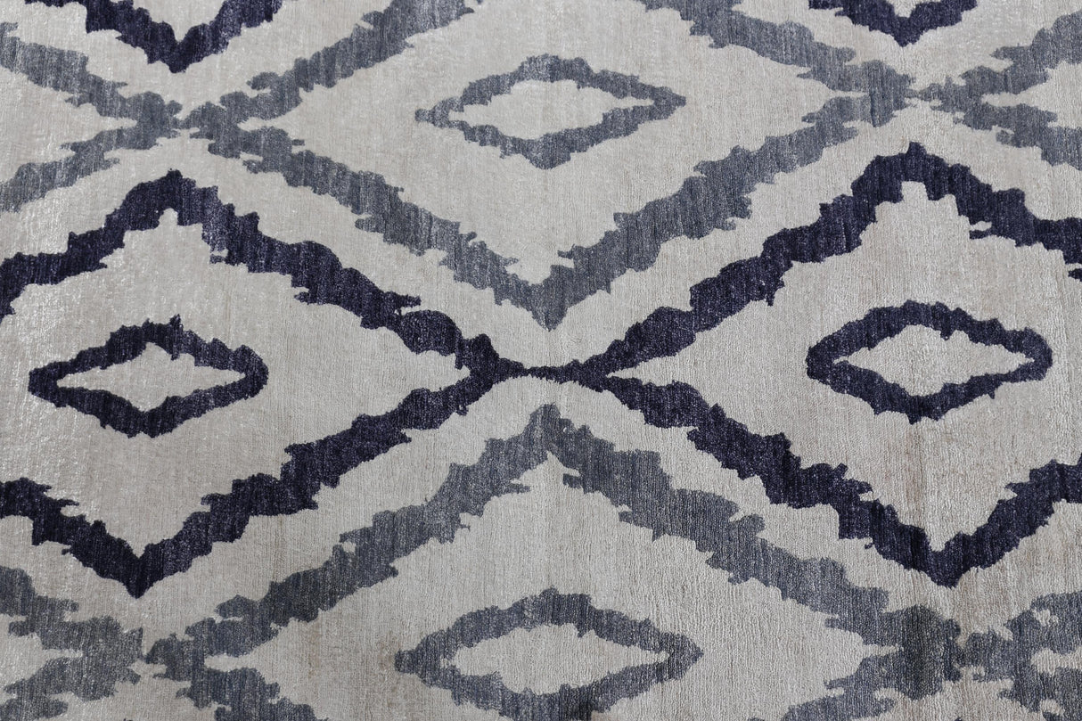 Exquisite Rugs Bamboo Silk hand-knotted Bamboo Silk 3278 Ivory/Blue 10' x 8' Area Rug