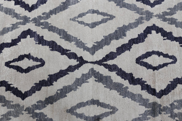 Exquisite Rugs Bamboo Silk hand-knotted Bamboo Silk 3278 Ivory/Blue 10' x 8' Area Rug