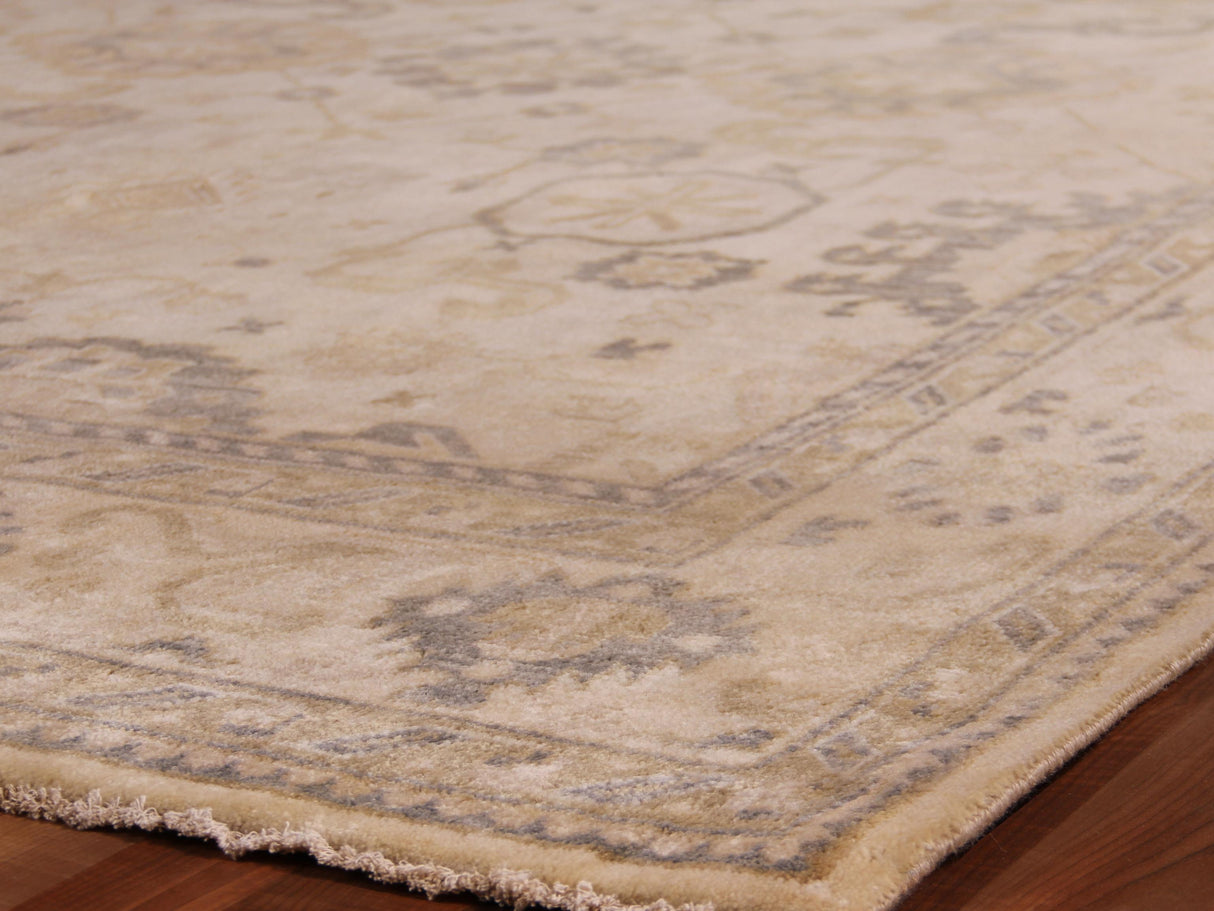 Exquisite Rugs Antique Weave Oushak hand-knotted New Zealand Wool 3281 Ivory/Multi 10' x 8' Area Rug