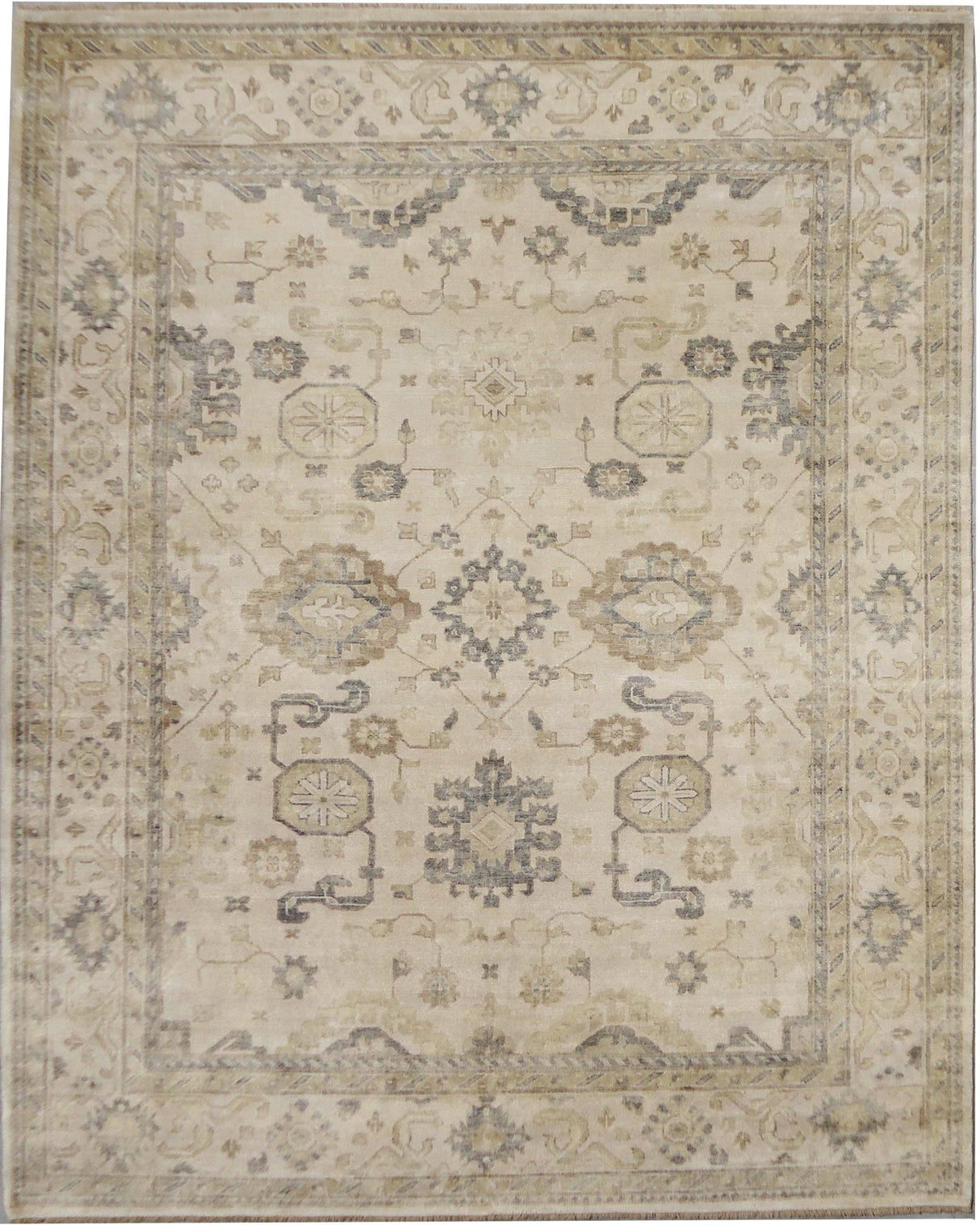 Exquisite Rugs Antique Weave Oushak hand-knotted New Zealand Wool 3281 Ivory/Multi 10' x 8' Area Rug