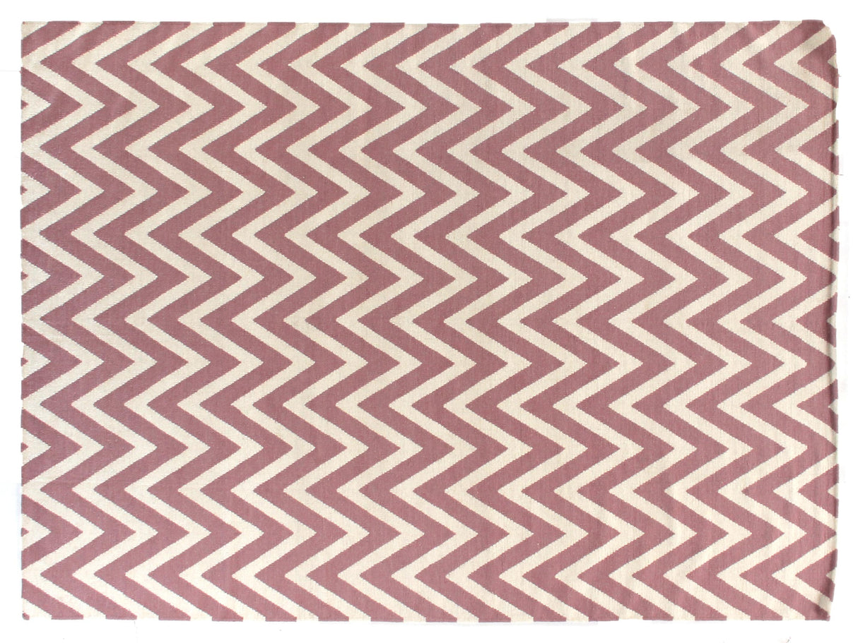 Exquisite Rugs Flatweave flatweave New Zealand Wool 3541 Pink/White 8' x 5' Area Rug