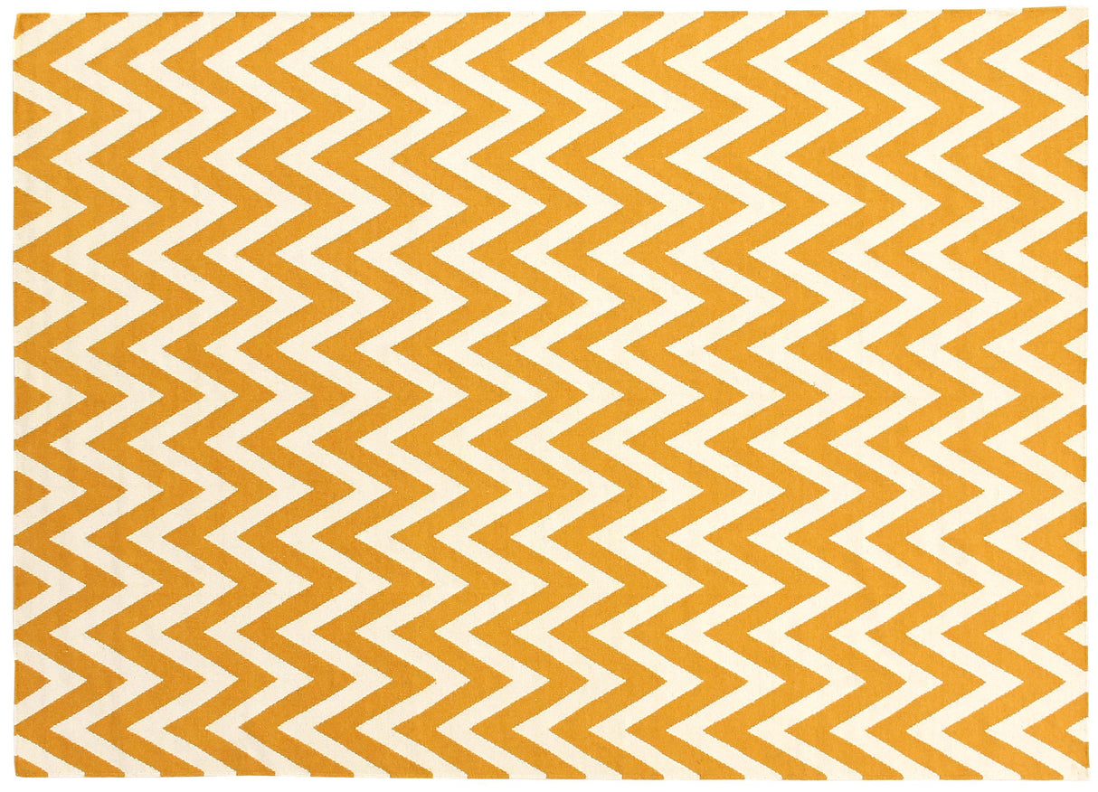 Exquisite Rugs Flatweave flatweave New Zealand Wool 3542 Light Orange/White 8' x 5' Area Rug