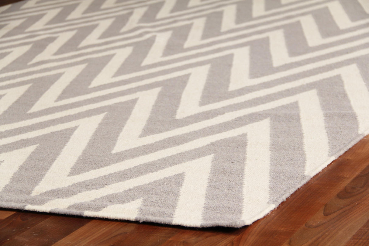Exquisite Rugs Flatweave flatweave New Zealand Wool 3546 Silver/White 8' x 5' Area Rug