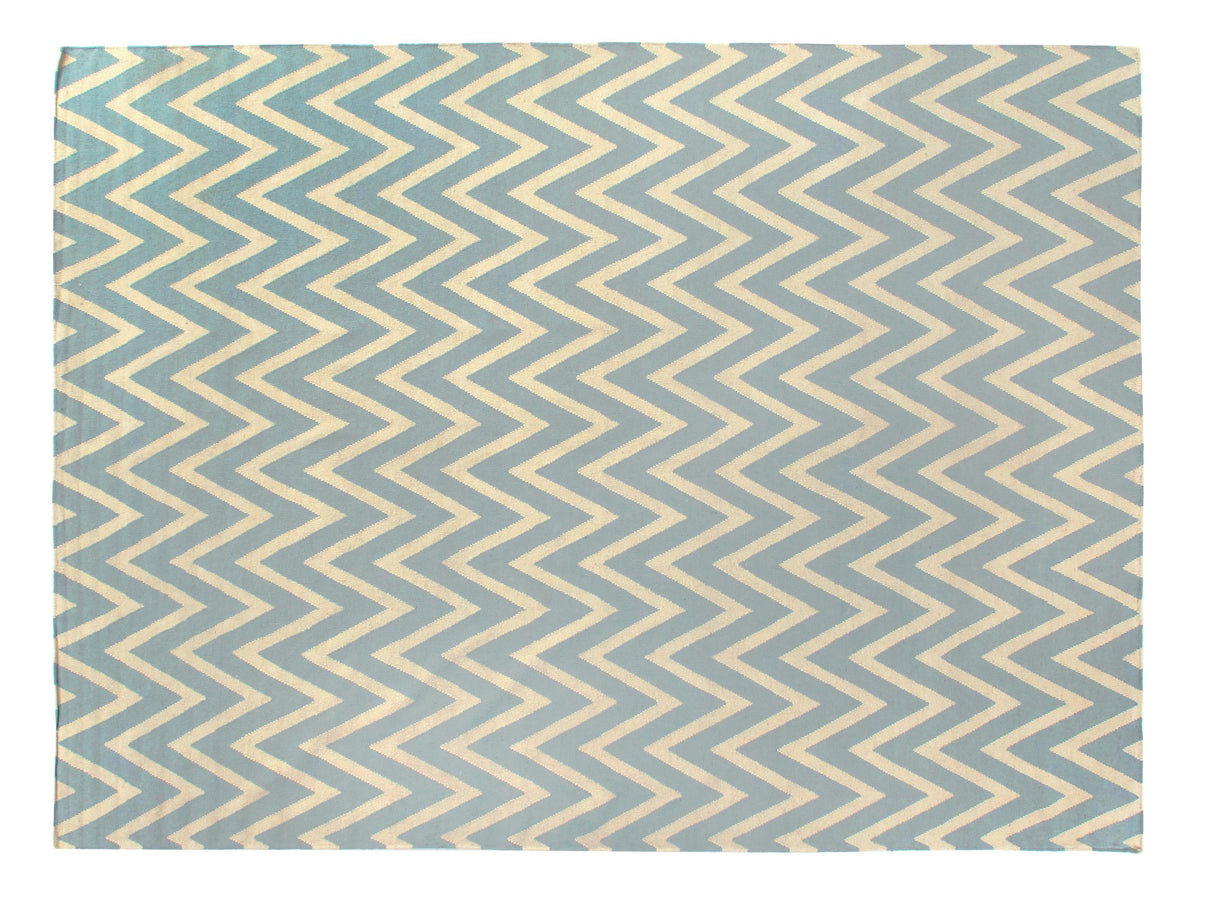 Exquisite Rugs Flatweave flatweave New Zealand Wool 3547 Turquoise/White 8' x 5' Area Rug