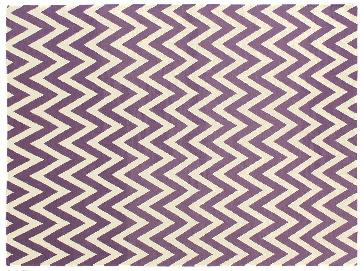 Exquisite Rugs Flatweave flatweave New Zealand Wool 3548 Light Purple/White 8' x 5' Area Rug
