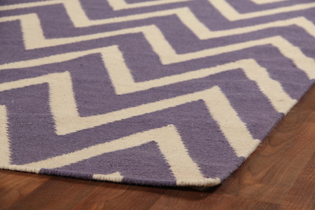 Exquisite Rugs Flatweave flatweave New Zealand Wool 3549 Purple/White 8' x 5' Area Rug